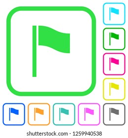 Flag vivid colored flat icons in curved borders on white background