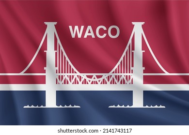 Flag of Waco, Texas, USA. Realistic waving flag of Waco vector background.