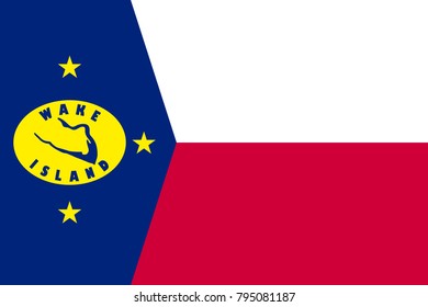 Flag Wake Island flat style . The icon of national symbol. State sign in flat style on the entire page as vector illustration