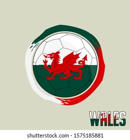 Flag of Wales, Football championship banner, Vector illustration of abstract soccer ball with Wales national flag colors vector design