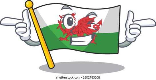 Flag wales Scroll mascot cartoon design with Wink eye