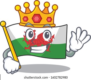 Flag wales Scroll A stylized of King on cartoon character design