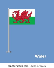 Flag of Wales, Table Flag of Wales, Vector Illustration.