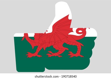 The flag of Wales in a Thumbs Up Icon