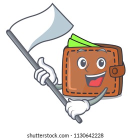 With flag wallet mascot cartoon style vector illustration