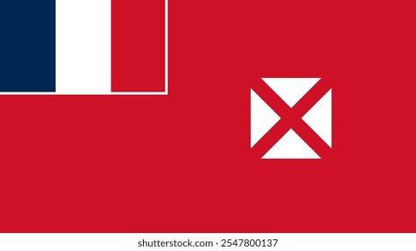 Flagge von Wallis und Futuna, 16:9 Format, Wallis und Futuna Flagge, Vektorbilder