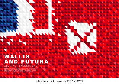 Flag of Wallis and Futuna. Abstract background of small colorful red, blue and white triangles. Vector illustration.