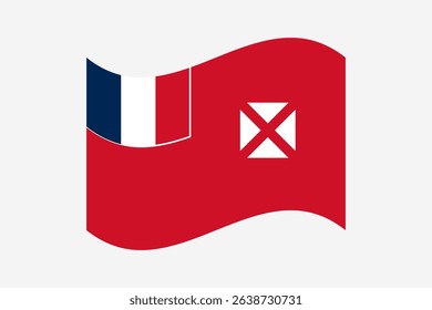 Flag of Wallis and Futuna. Wallis and Futuna wavy flag digital vector illustration. Fluttering flag.