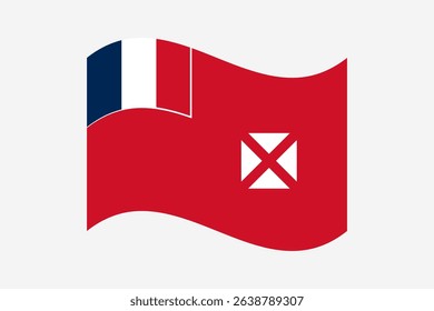 Flag of Wallis and Futuna. Wallis and Futuna wavy flag digital vector illustration. Fluttering flag.