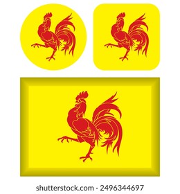 Flag Of Wallonia Walloon Region Of Belgium Vector Illustration
