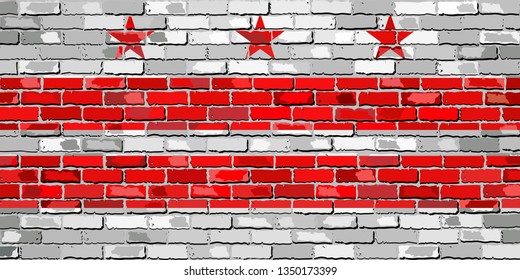 Flag of Washington, D.C. on a brick wall - Illustration