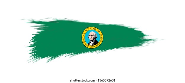 Flag of Washington US State in grunge brush stroke, vector grunge illustration.