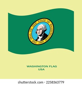 Flag of Washington , Flag of USA state Washington Vector Illustration,Waving flag of Washington, USA Flag of Washington vector illustration, USA.