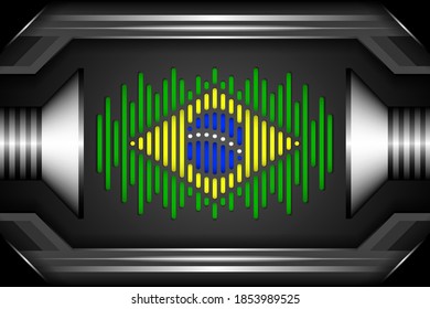 Flag wave brazil country, Beat wave flag, Abstract geometric background.