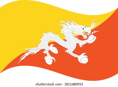 Flag Waving of Bhutan. vector illustration eps10.
