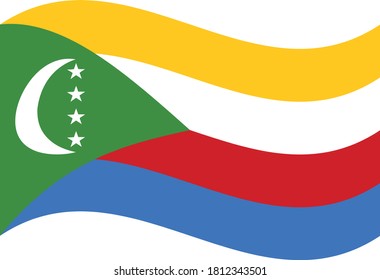 Flag Waving of Comoros. vector illustration eps10.
