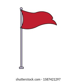 flag waving on a stick in white background vector illustration design