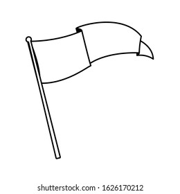 flag waving on a stick in white background vector illustration design