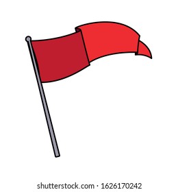 flag waving on a stick in white background vector illustration design