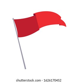 flag waving on a stick in white background vector illustration design