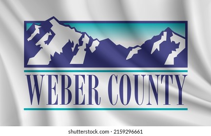 Flag of Weber County, Utah, USA. Realistic waving flag of Weber County vector background.