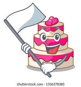 With flag wedding cake isolated with the mascot