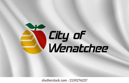 Flag of Wenatchee, Washington, USA. Realistic waving flag of Wenatchee vector background.