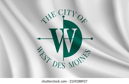 Flag of West Des Moines, Iowa, USA. Realistic waving flag of West Des Moines vector background.