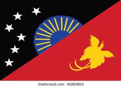 Flag of West Sepik provinces,autonomous region,district of Papua New Guinea. Vector illustration.