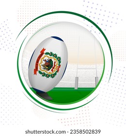 Flag of West Virginia on rugby ball. Round rugby icon with flag of West Virginia. Vector illustration.