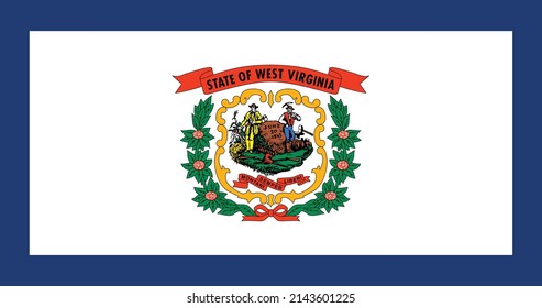 Flag of West Virginia. State of West Virginia USA. United States. United States of America US.