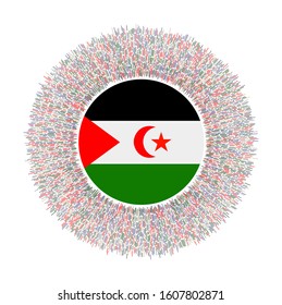 Flag Of Western Sahara With Colorful Rays. Radiant Country Sign. Shiny Sunburst With Western Sahara Flag. Beautiful Vector Illustration.