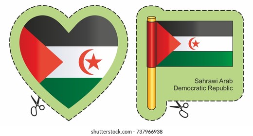 Flag of Western Sahara. Vector cut sign here, isolated on white. Can be used for design, stickers, souvenirs.