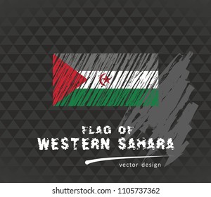 Flag of Western Sahara, vector pen illustration on black background