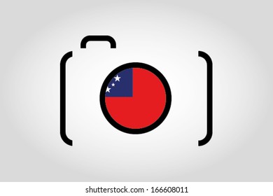 The flag of Western Samoa in a Camera Lens