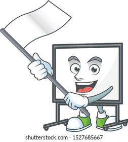 With flag white board cartoon on white background