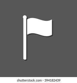 flag - white vector icon  with shadow