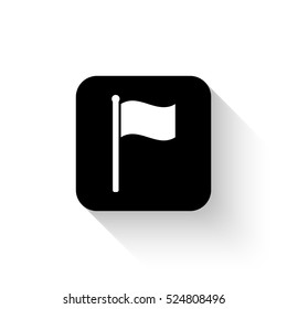 flag - white vector  icon with shadow