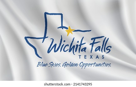 Flag of Wichita Falls, Texas, USA. Realistic waving flag of Wichita Falls vector background.