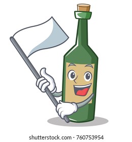 With flag wine bottle character cartoon