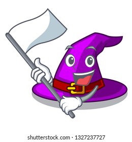 With flag witch hats in shape beautiful cartoons