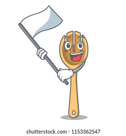 With flag wooden fork mascot cartoon