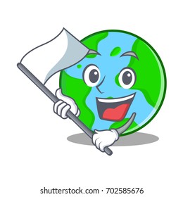 With flag world globe character cartoon
