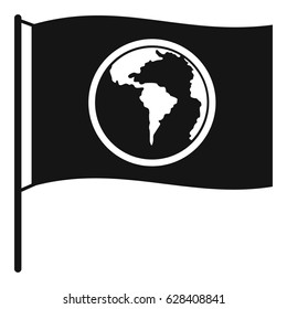 Flag with world planet icon. Simple illustration of flag with world planet vector icon for web