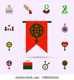  Flag, world woman symbol color icon. Universal set of 8 march for website design and development, app development