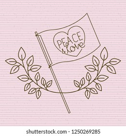 flag with wreath with peace message