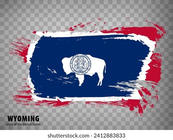 Flag of Wyoming from brush strokes. United States of America.  Waving Flag Wyoming on transparent background for your web site design, logo, app, UI. Stock vector. Vector illustration EPS10.