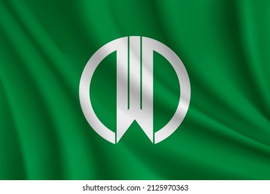 Flag of Yamagata, Japan. Realistic waving flag of Yamagata vector background.