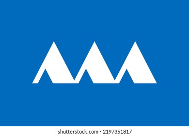 Bandera de la Prefectura de Yamagata (Japón) - vector, tres montañas blancas estilizadas sobre un fondo azul