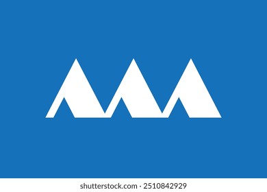 Flag of Yamagata Prefecture (Japan) - vector, three white stylized mountains on a blue background
